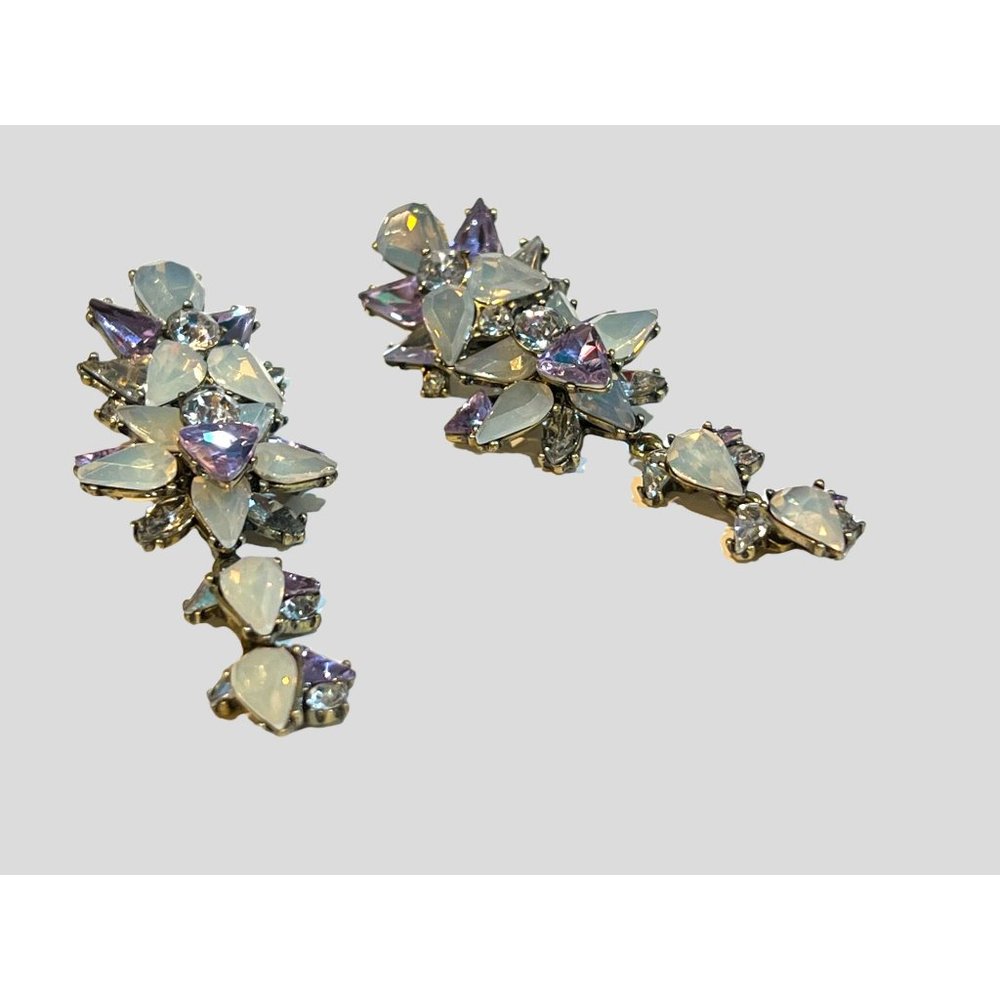 Bauble Bar Sparkling Crystal Long Drop Earrings Costume Jewelry - Picture 5 of 5